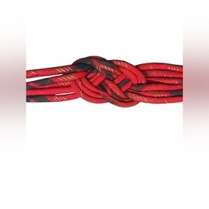 VTG red, gold, and green braided knot belt: Velcro fastening